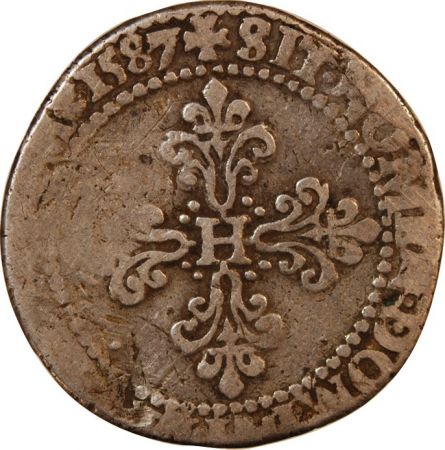 HENRI III - 1/2 FRANC ARGENT 1587 A PARIS