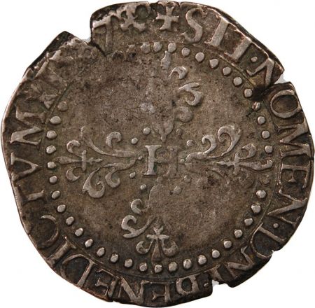 HENRI III - 1/2 FRANC ARGENT 1587 H LA ROCHELLE