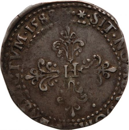 HENRI III - 1/2 FRANC ARGENT 1588 I LIMOGES