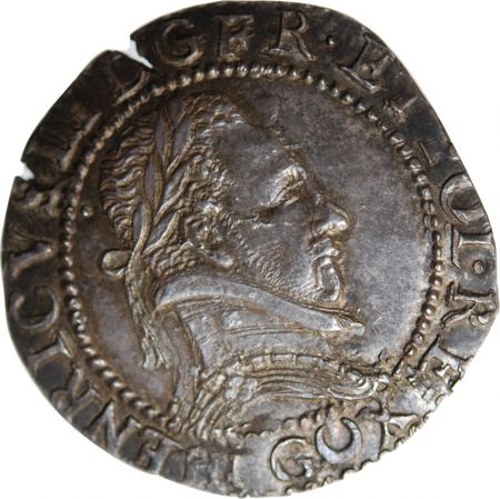 HENRI III - 1/2 FRANC AU COL PLAT 1586 G POITIERS