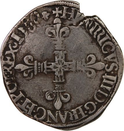 HENRI III - 1/4 ECU ARGENT 1580 H LA ROCHELLE