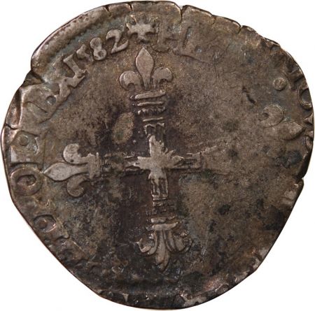HENRI III - 1/4 ECU ARGENT 1582 - ATELIER INCONNU