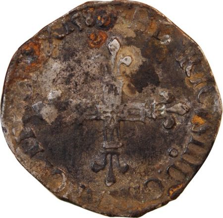 HENRI III - 1/4 ECU ARGENT 1589 9 RENNES