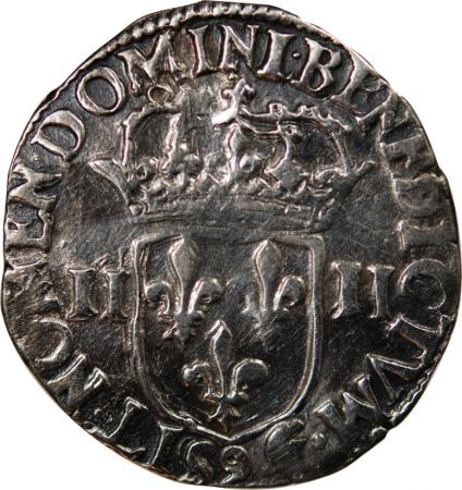 HENRI III - 1/4 ECU ARGENT 1589 RENNES