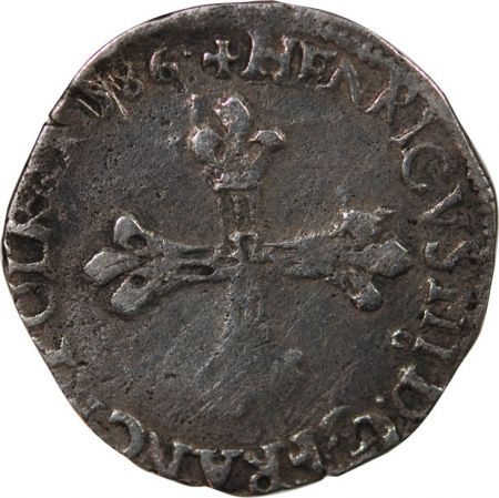 HENRI III - 1/8 ECU ARGENT 1586 9 RENNES