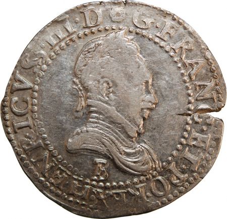 HENRI III - FRANC ARGENT 1586 B ROUEN