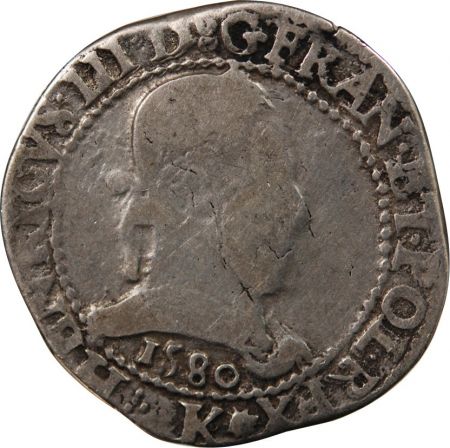 HENRI III - FRANC AU COL PLAT 1580 K BORDEAUX