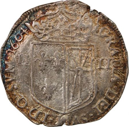 HENRI IV - 1/4 ECU DE NAVARRE ARGENT 1604 SAINT-PALAIS