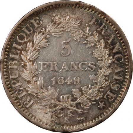 HERCULE - 5 FRANCS ARGENT 1849 K BORDEAUX