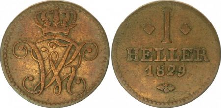 Hesse-Cassel 1 Heller Wilhelm II - Armoiries - 1829