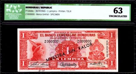 Honduras 1 Lempira Lempira - Idole Maya - 1965 - ICG UNC63