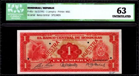 Honduras 1 Lempira Lempira - Monolith - 1951 - ICG UNC63