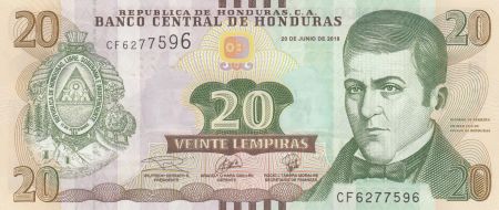 Honduras 20 Lempiras - Dionisio de Herrera - 2016 - Série CF