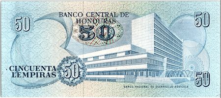 Honduras 50 Lempiras, Juan Manuel Galvez D. - Banque Centrale - 1990