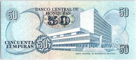 Honduras 50 Lempiras, Juan Manuel Galvez D. - Banque Centrale - 1993