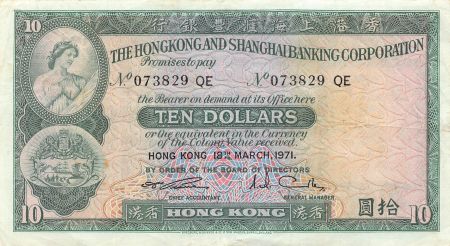 HONG KONG - 10 DOLLARS 1971