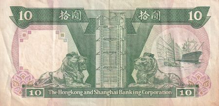 Hong-Kong 10 Dollars - Armoiries - Lions - Bateaux - 1991 - Série GF - P.191c
