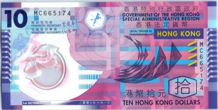 Hong-Kong 10 Dollars Motifs géométriques - 2007