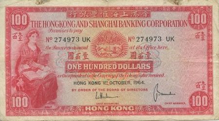 Hong-Kong 100 Dollars Femme assise - Imm. Banque
