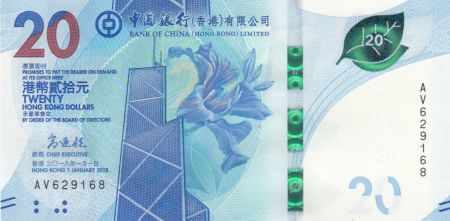 Hong-Kong 20 Dollars, Bank of China - 2018 (2020) - Neuf - Série AV