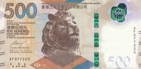 Hong-Kong 500 Dollars, Tête de lion - HSBC - 2018