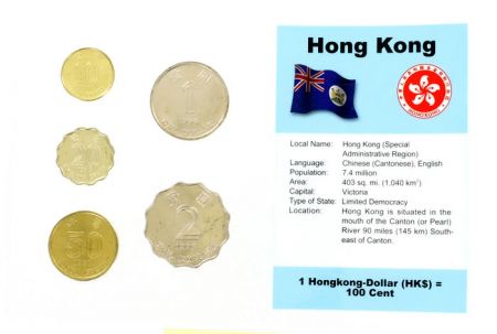 Hong-Kong Blister 5 monnaies HONG KONG (10 cents à 2 dollars)