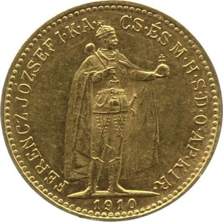 Hongrie 10 Korona François Joseph I - Anges et Armoiries (1892 à 1910)