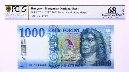 Hongrie 1000 Forint 2017 (2018) - Roi Matyas, Fontaine - PCGS 68 OPQ