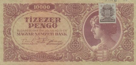 Hongrie 10000 Pengö 1945 - Portrait de femme - Timbre adhésif MNB