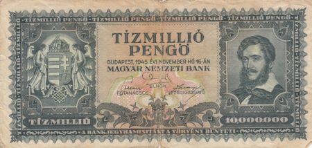 Hongrie 10.000.000 Pengo - Kossuth - 1945 - TB - P.123 séries variées