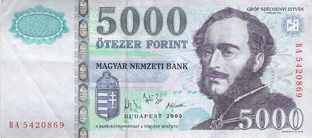 Hongrie HONGRIE  COMTE SZECHENYI - 5000 FORINT 2005