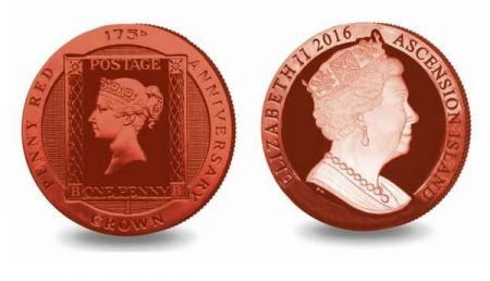 Ile de l\'Ascension One Crown - Red Penny - Colorisée - 2016