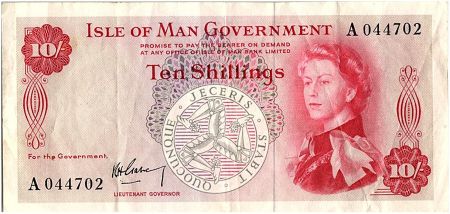 Ile de man 10 Shillings Elisabeth II - Drakar - 1969 - P.24a - TTB