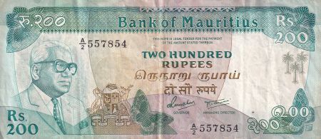 Ile Maurice 200 Roupies - Sir Seewoodsagur Ramgoolam - ND (1985) - TB+ - P.39b