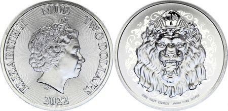 Ile Niue 2 Dollars - 1 Once Elisabeth II - Lion Argent 2022