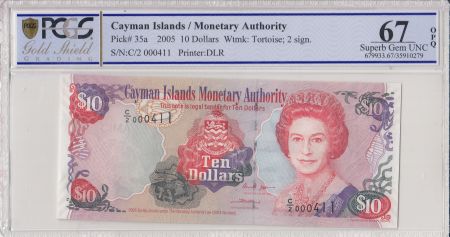 Iles Caïman 10 Dollars Elisabeth II - Plage - 2005 - PCGS 67 OPQ