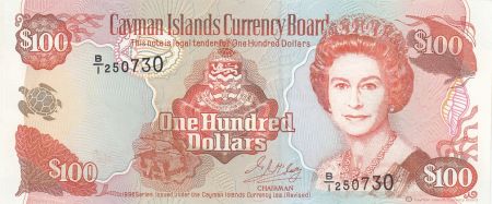 Iles Caïman 100 Dollars 1996 -  Elisabeth II, Port - Série B1