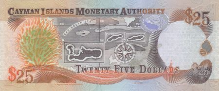 Iles Caïman 25 Dollars - Elisabeth II - Carte des îles 2003