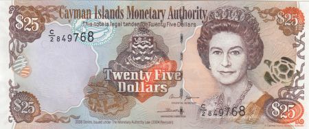 Iles Caïman 25 Dollars - Elisabeth II - Carte des îles 2006 - Série C2