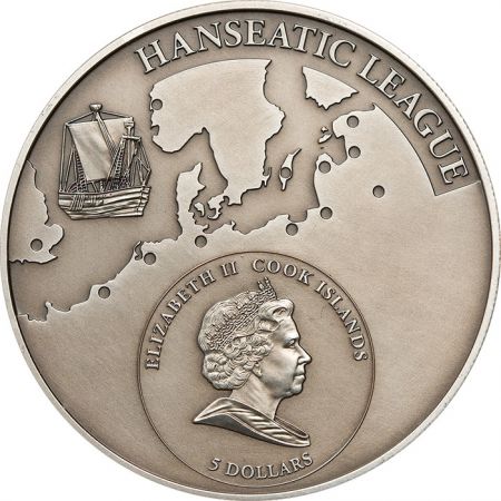 Iles Cook 5 Dollars - 2010 - Kaliningrad -Ligue Hanséatique