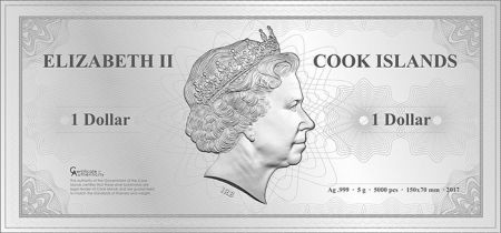 Iles Cook Singapour  - Skyline collection -1 Dollar Argent Couleur 2017