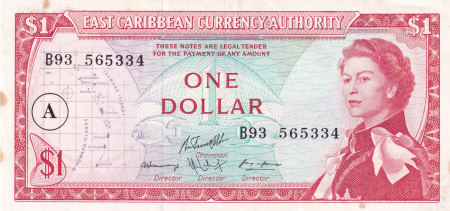 Iles des Caraïbes 1 Dollar,  Elisabeth II - Plage, cocotier - 1965 - P.13h - SUP - Lettre A