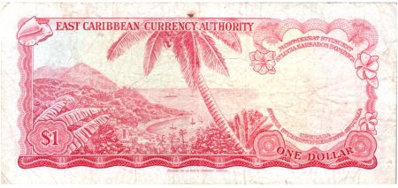 Iles des Caraïbes 1 Dollar Elisabeth II - Plage, cocotier - 1965  - B39