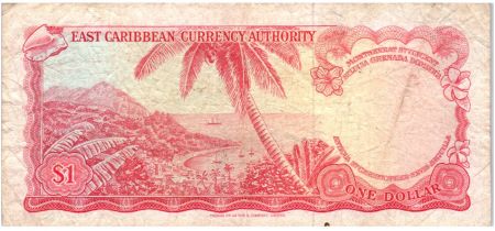 Iles des Caraïbes 1 Dollar Elisabeth II - Plage, cocotier - 1965  - B68