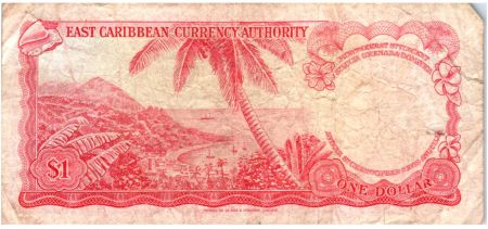 Iles des Caraïbes 1 Dollar Elisabeth II - Plage, cocotier - 1965  - B83
