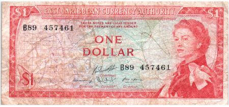 Iles des Caraïbes 1 Dollar Elisabeth II - Plage, cocotier - 1965  - B89