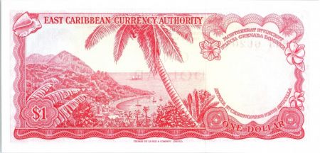Iles des Caraïbes 1 Dollar Elisabeth II - Plage, cocotier