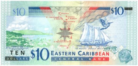 Iles des Caraïbes 10 Dollars Elisabeth II - Bateau, St Vincent - 2003