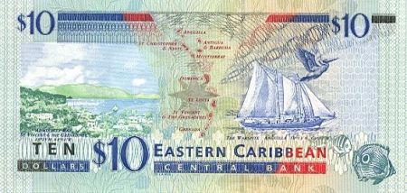 Iles des Caraïbes 10 Dollars Elisabeth II - Bateau, St Vincent