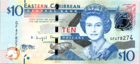 Iles des Caraïbes 10 Dollars Elisabeth II - Bateau Warship, St Vincent - 2016